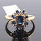 IGI Certified 14K Yellow Gold Sapphire & Diamond Cluster Ring 1.35 CTW Size 7.5
