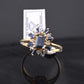 IGI Certified 14K Yellow Gold Sapphire & Diamond Cluster Ring 1.35 CTW Size 7.5