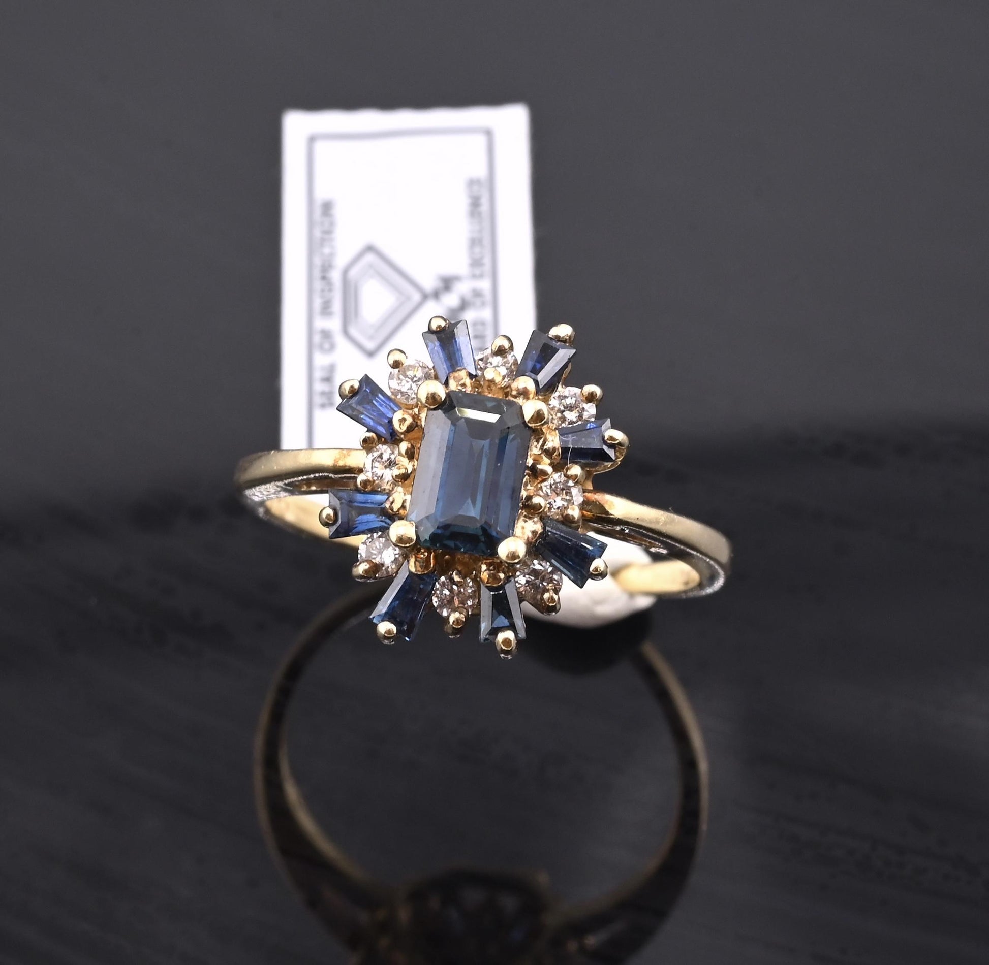 IGI Certified 14K Yellow Gold Sapphire & Diamond Cluster Ring 1.35 CTW Size 7.5