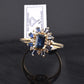 IGI Certified 14K Yellow Gold Sapphire & Diamond Cluster Ring 1.35 CTW Size 7.5