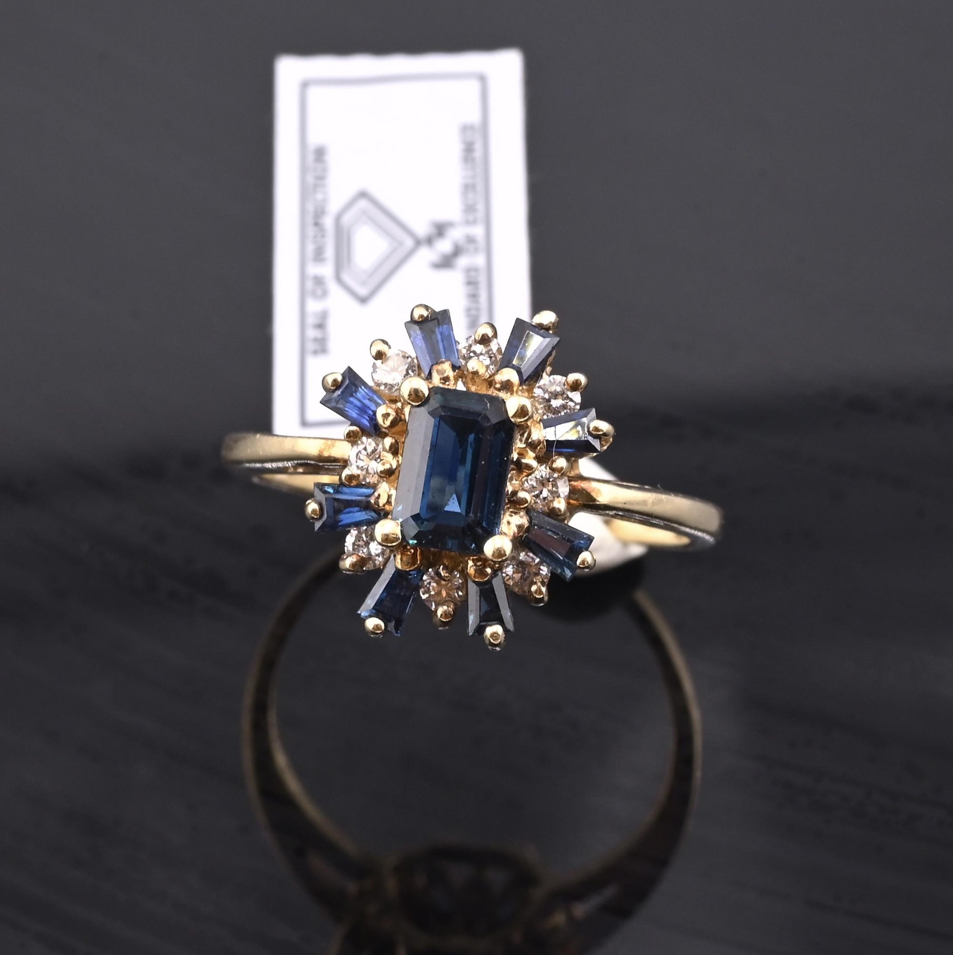 IGI Certified 14K Yellow Gold Sapphire & Diamond Cluster Ring 1.35 CTW Size 7.5