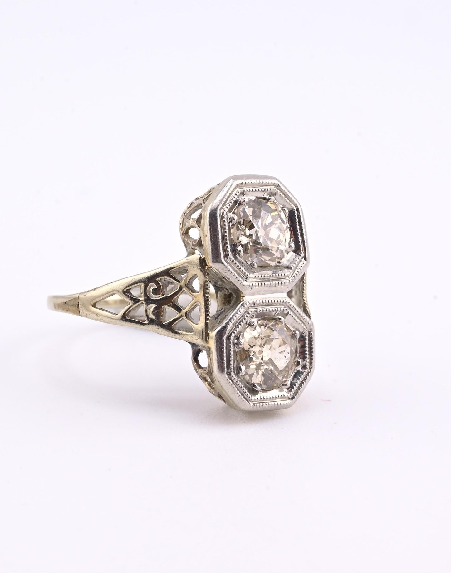 IGI Certified 1.10 TCW Old European Cut Diamonds Antique Art Deco Ring Size 6.25