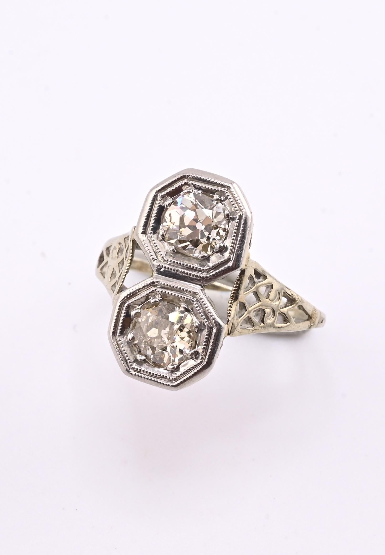 IGI Certified 1.10 TCW Old European Cut Diamonds Antique Art Deco Ring Size 6.25