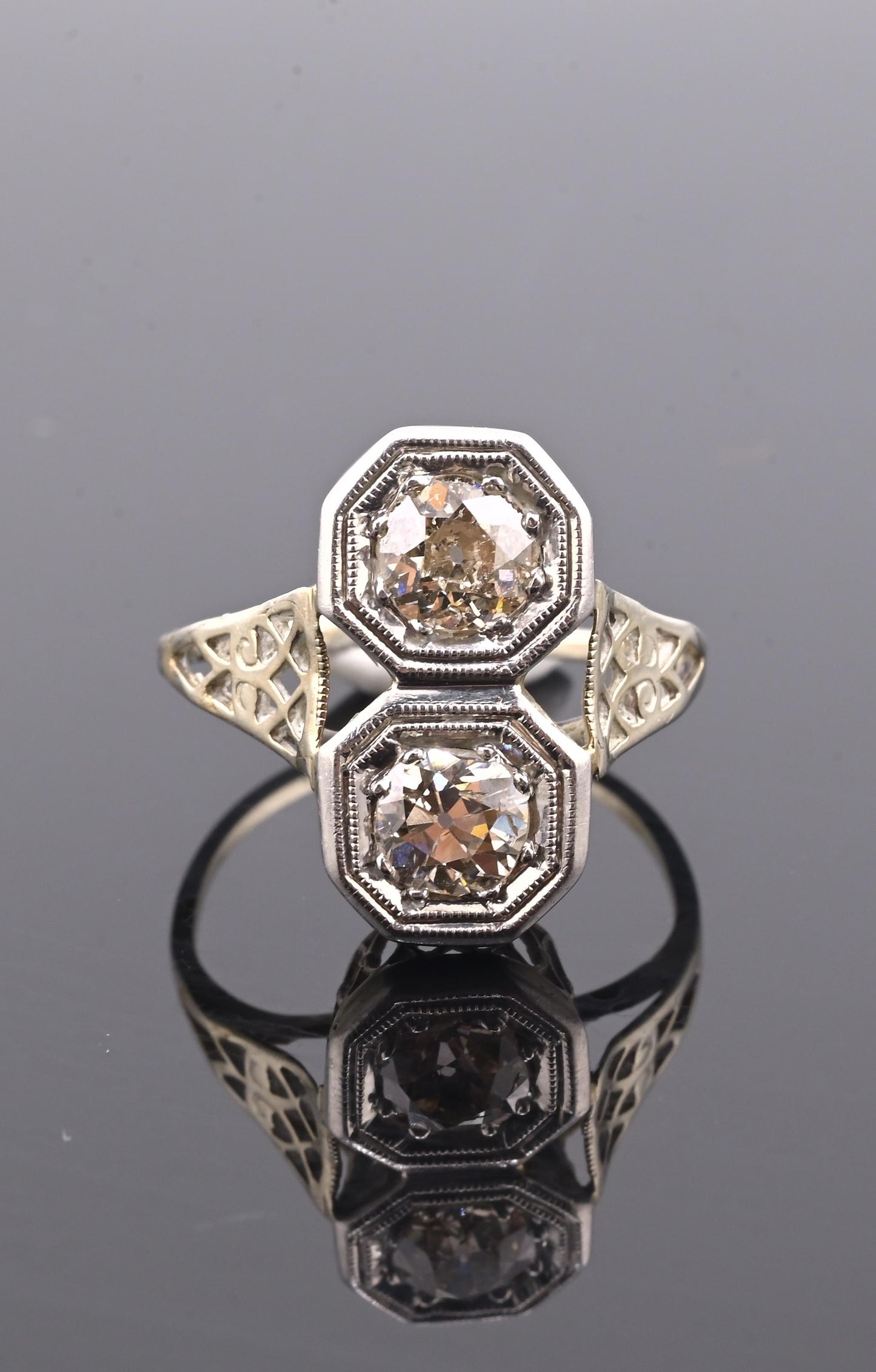 IGI Certified 1.10 TCW Old European Cut Diamonds Antique Art Deco Ring Size 6.25