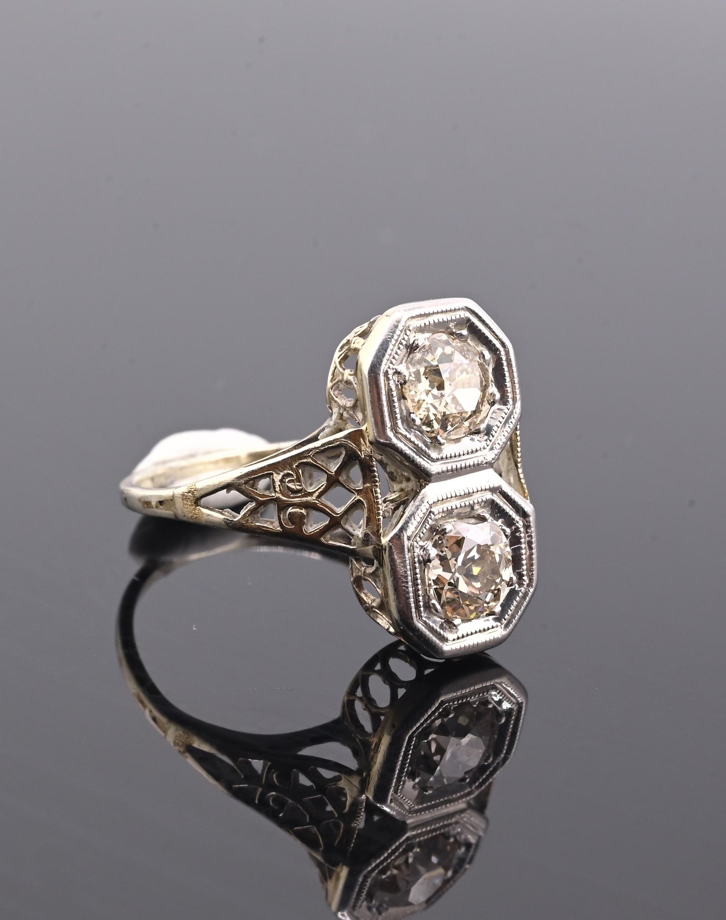 IGI Certified 1.10 TCW Old European Cut Diamonds Antique Art Deco Ring Size 6.25