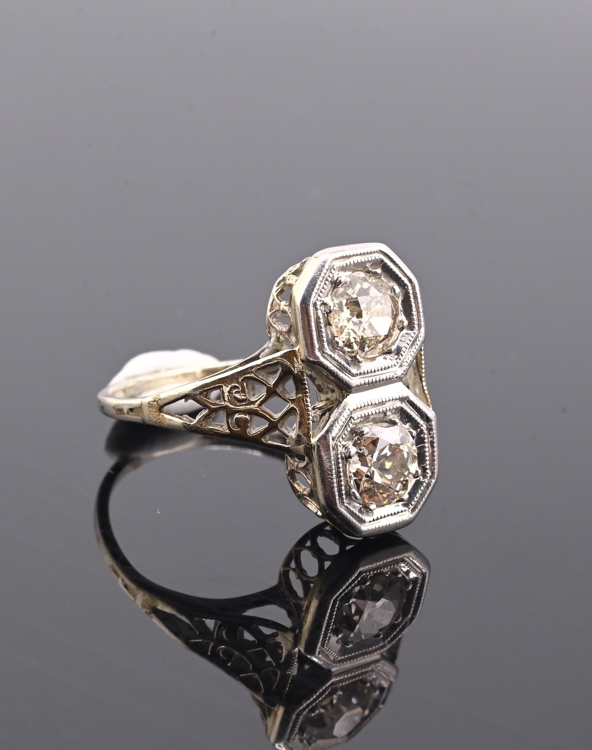 IGI Certified 1.10 TCW Old European Cut Diamonds Antique Art Deco Ring Size 6.25