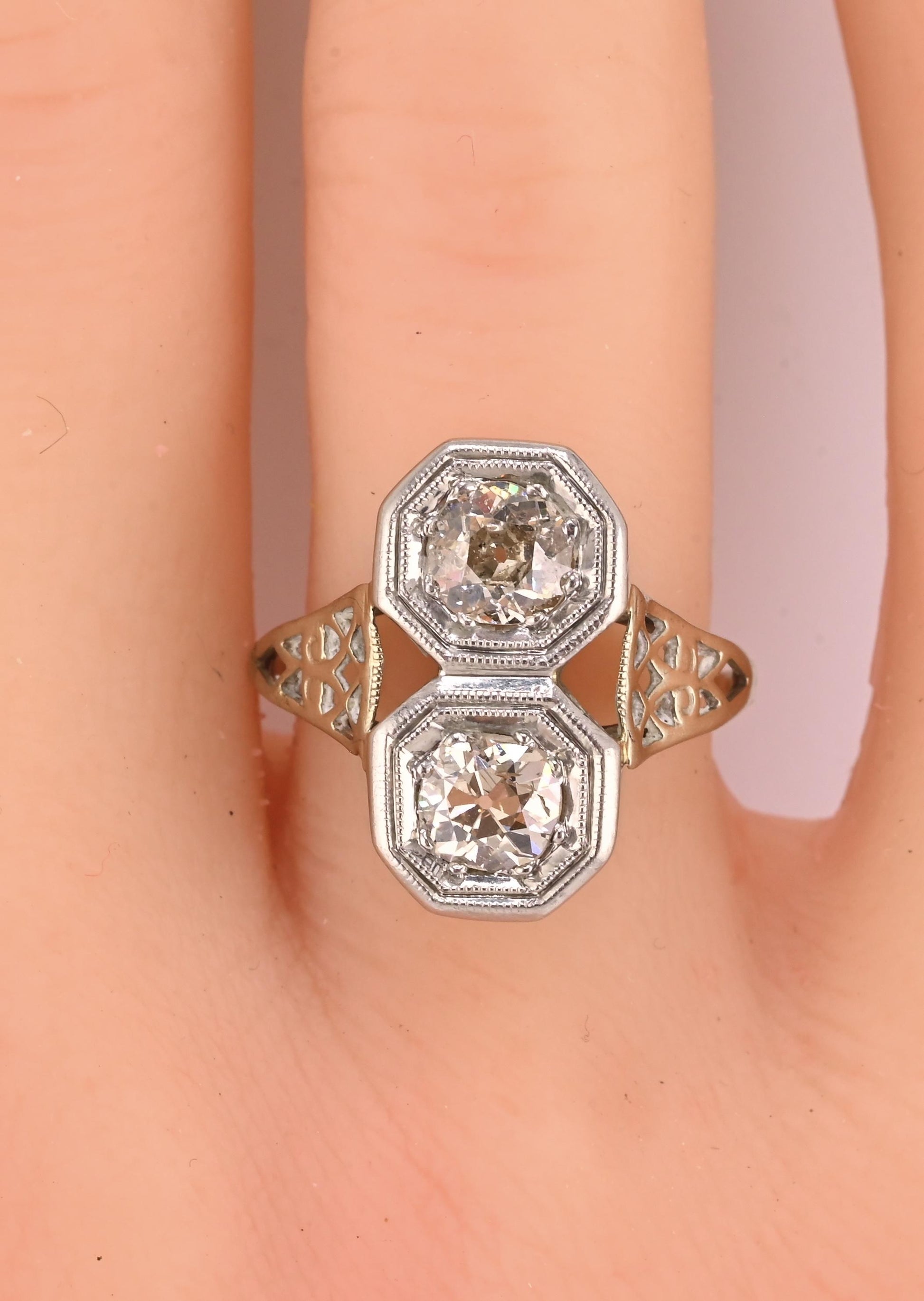IGI Certified 1.10 TCW Old European Cut Diamonds Antique Art Deco Ring Size 6.25
