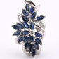 IGI Certified 14K White Gold Sapphire & Diamond Pendant 3.15 CTW Floral Design