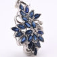 IGI Certified 14K White Gold Sapphire & Diamond Pendant 3.15 CTW Floral Design