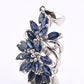 IGI Certified 14K White Gold Sapphire & Diamond Pendant 3.15 CTW Floral Design