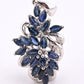 IGI Certified 14K White Gold Sapphire & Diamond Pendant 3.15 CTW Floral Design