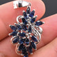 IGI Certified 14K White Gold Sapphire & Diamond Pendant 3.15 CTW Floral Design