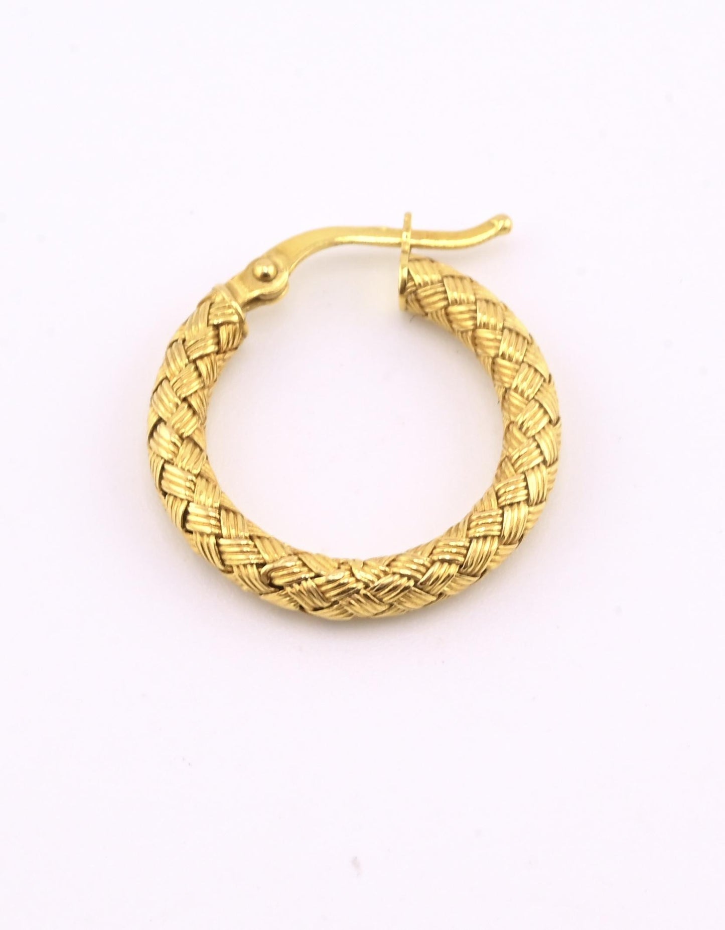 Roberto Coin Braided Hoop Earrings | Yellow Gold Woven Design | 4.16 Grams |