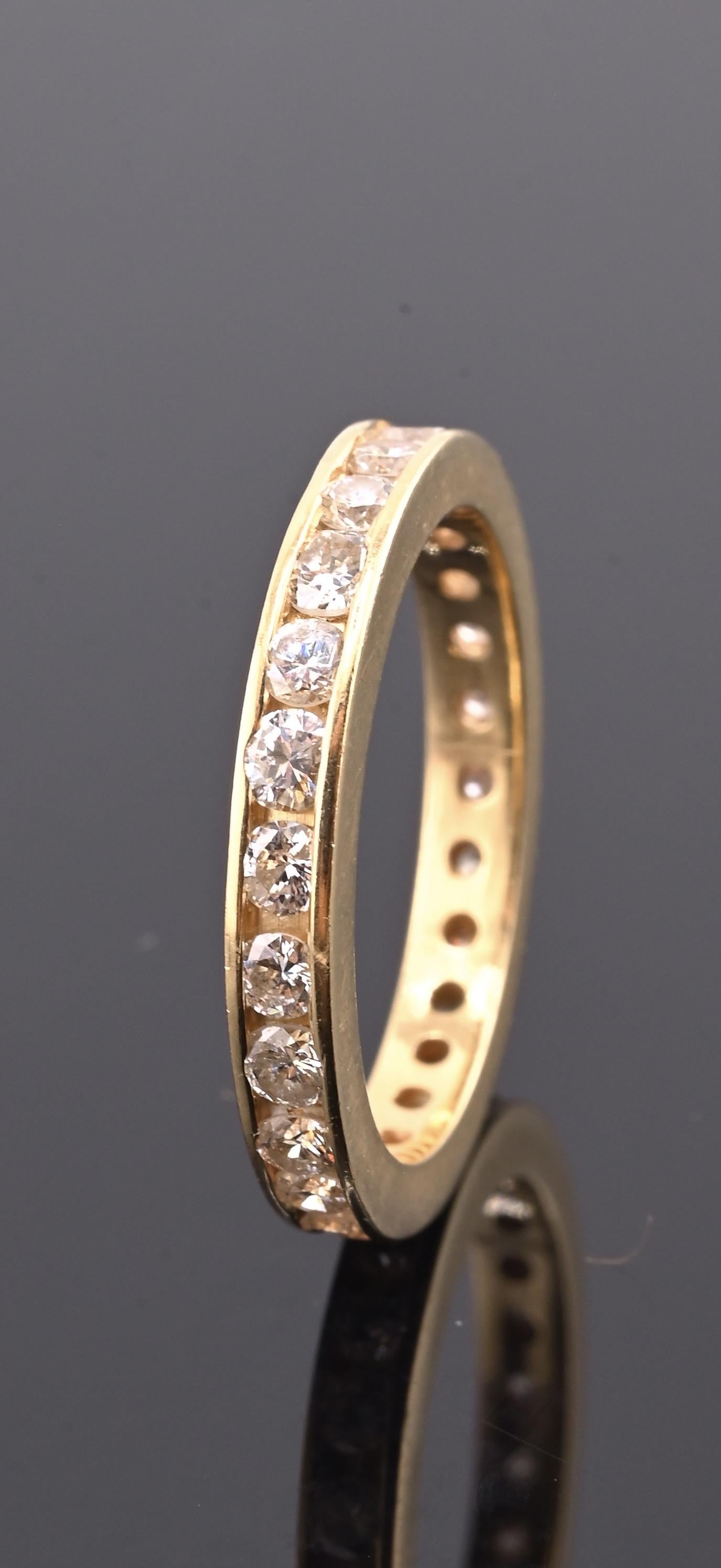 14K Yellow Gold Diamond Eternity Band Ring 0.75 CTW Near Colorless Size 6