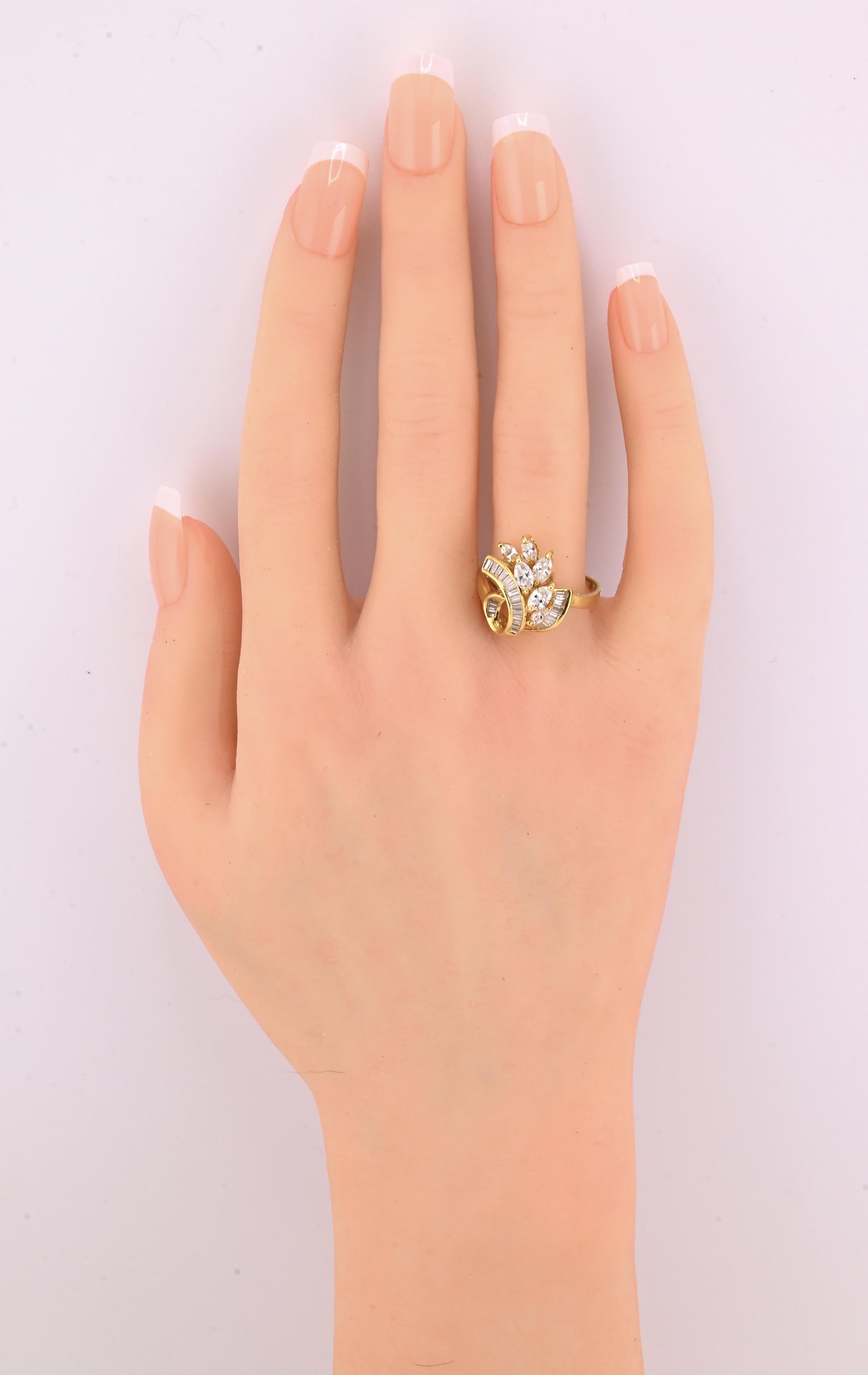 IGI Certified 18K Yellow Gold Diamond Ring 1.17 CTW Marquise & Baguettes