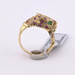 IGI Certified Vintage 14K Yellow Gold Ruby Emerald Diamond Leopard Ring Size 6.5