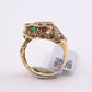 IGI Certified Vintage 14K Yellow Gold Ruby Emerald Diamond Leopard Ring Size 6.5