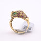 IGI Certified Vintage 14K Yellow Gold Ruby Emerald Diamond Leopard Ring Size 6.5