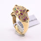 IGI Certified Vintage 14K Yellow Gold Ruby Emerald Diamond Leopard Ring Size 6.5