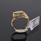 IGI Certified Vintage 14K Yellow Gold Ruby Emerald Diamond Leopard Ring Size 6.5