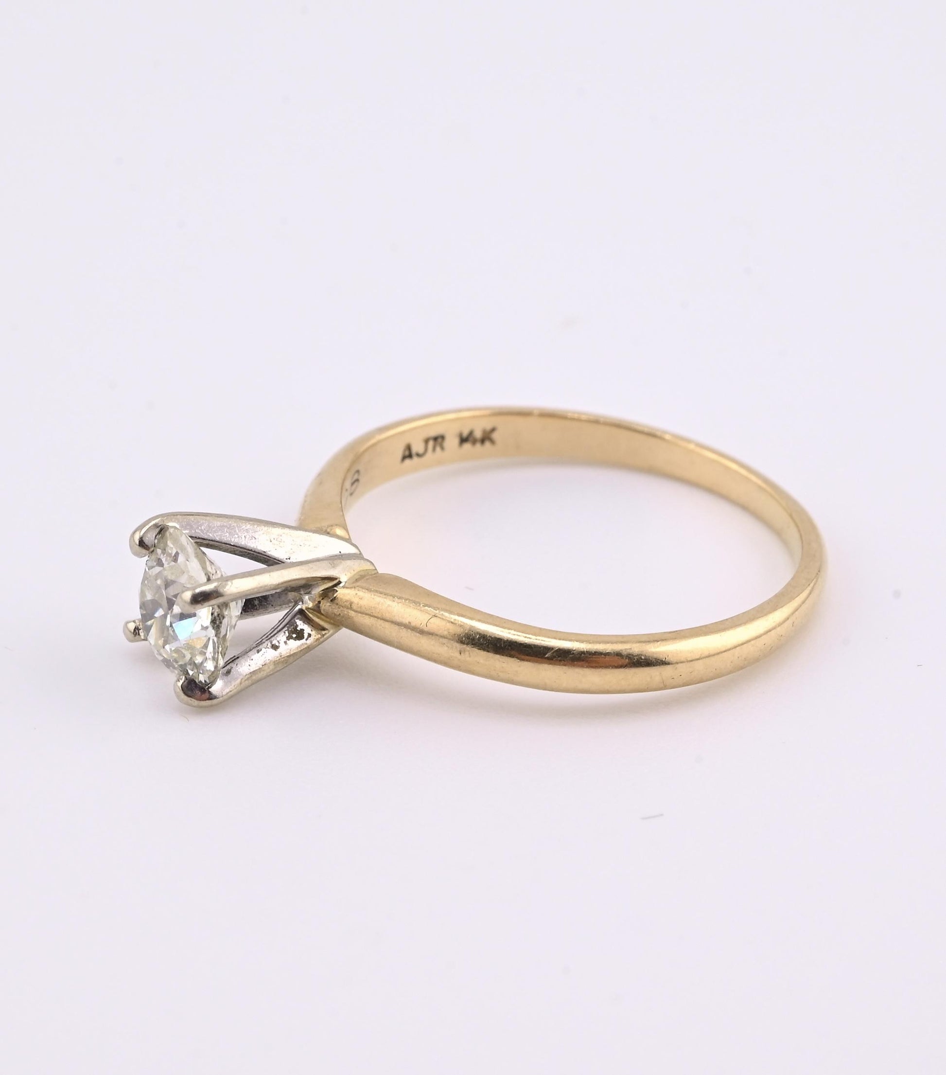 Antique 14K Gold Diamond Solitaire Ring ~0.63 CT Old European / Early Brilliant
