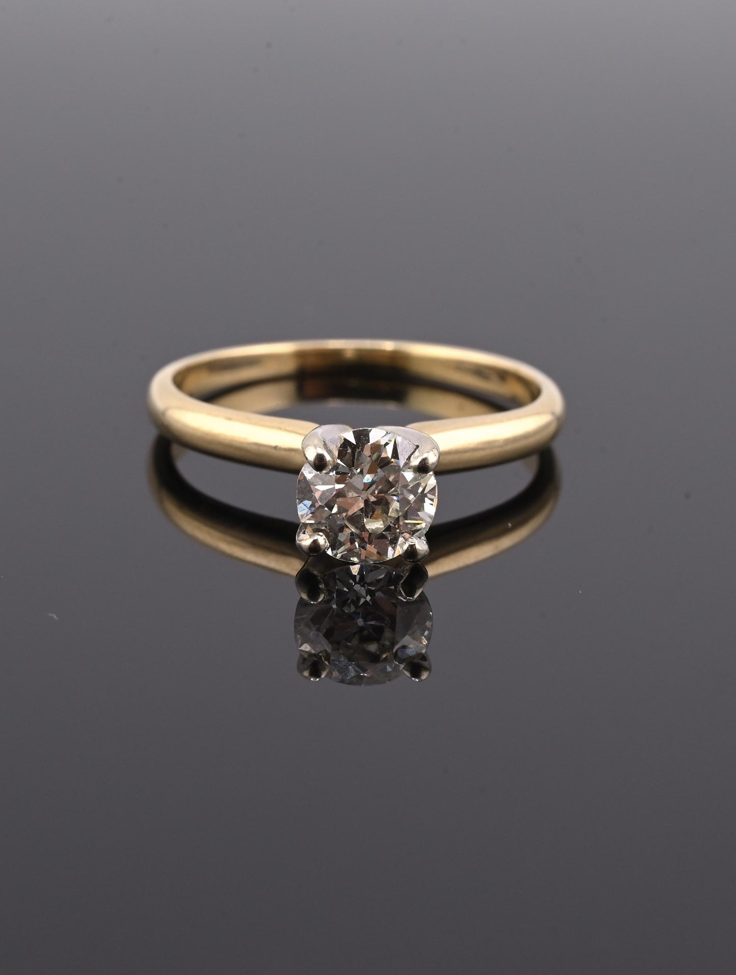Antique 14K Gold Diamond Solitaire Ring ~0.63 CT Old European / Early Brilliant