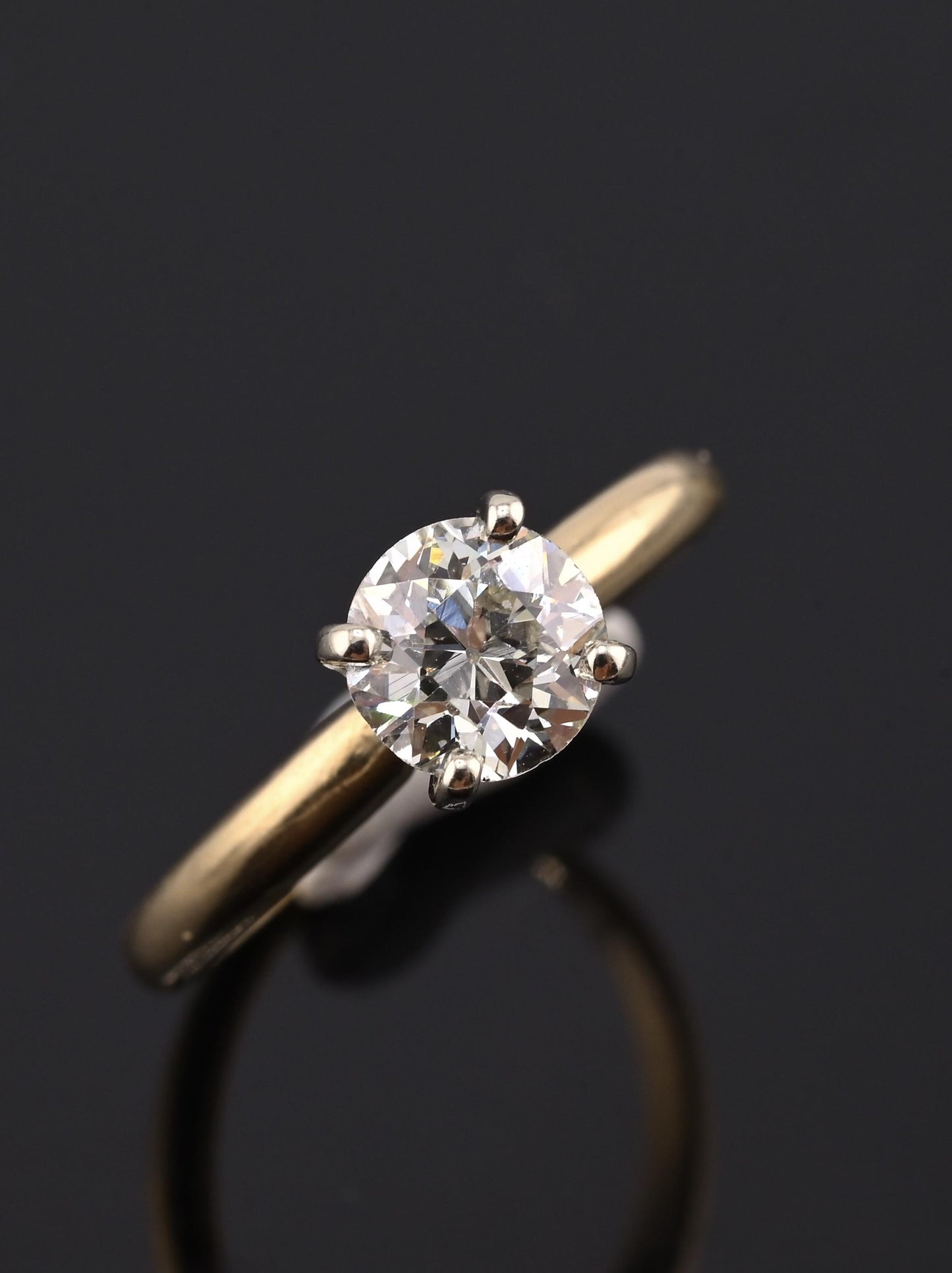 Antique 14K Gold Diamond Solitaire Ring ~0.63 CT Old European / Early Brilliant
