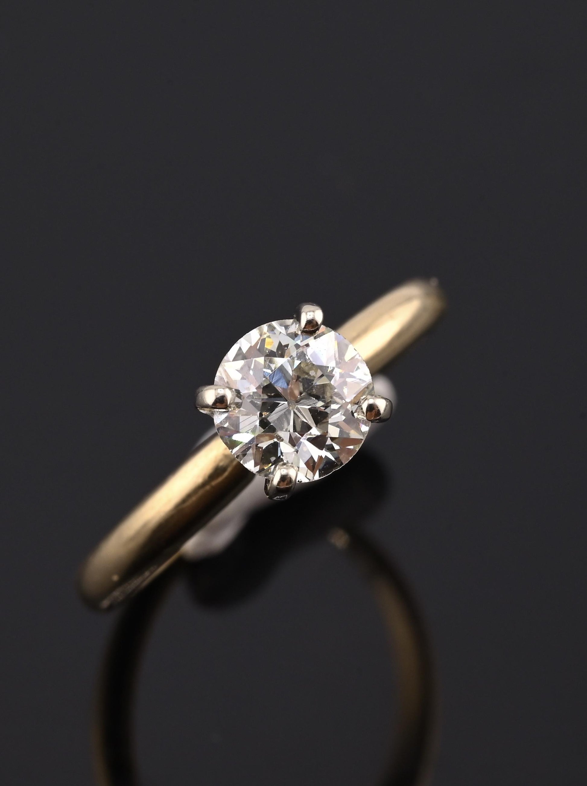 Antique 14K Gold Diamond Solitaire Ring ~0.63 CT Old European / Early Brilliant