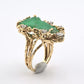Amazing GIA Certified 14K Yellow Gold Carved Green Beryl & Diamond Ring 6.5