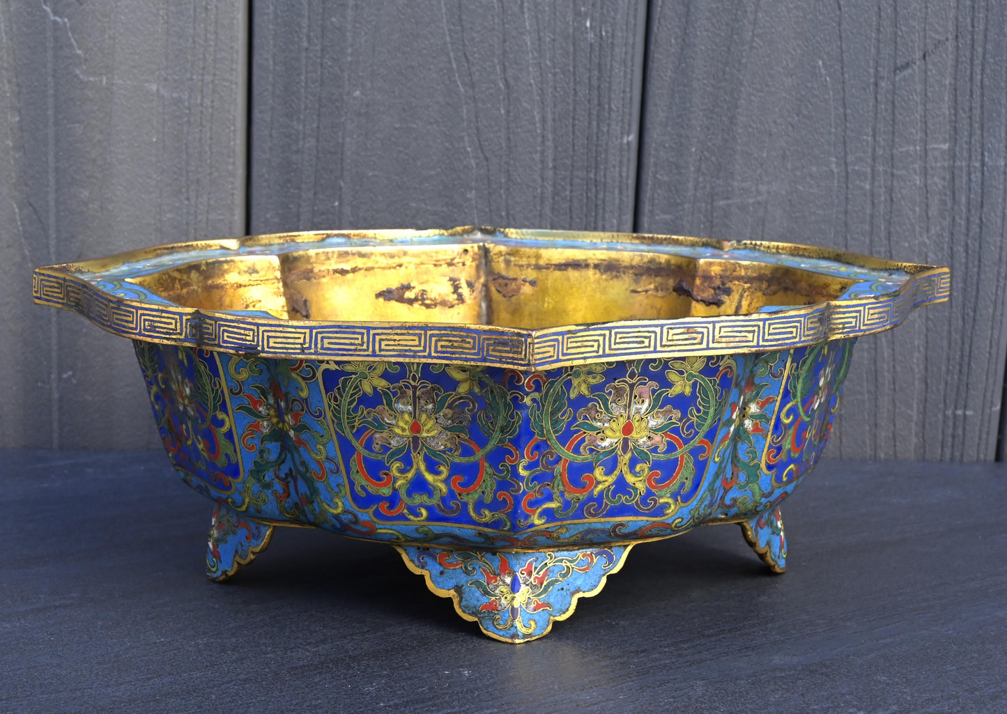 18th Century Chinese Cloisonné Planter / Basin | Qing Dynasty | Gilt Bronze