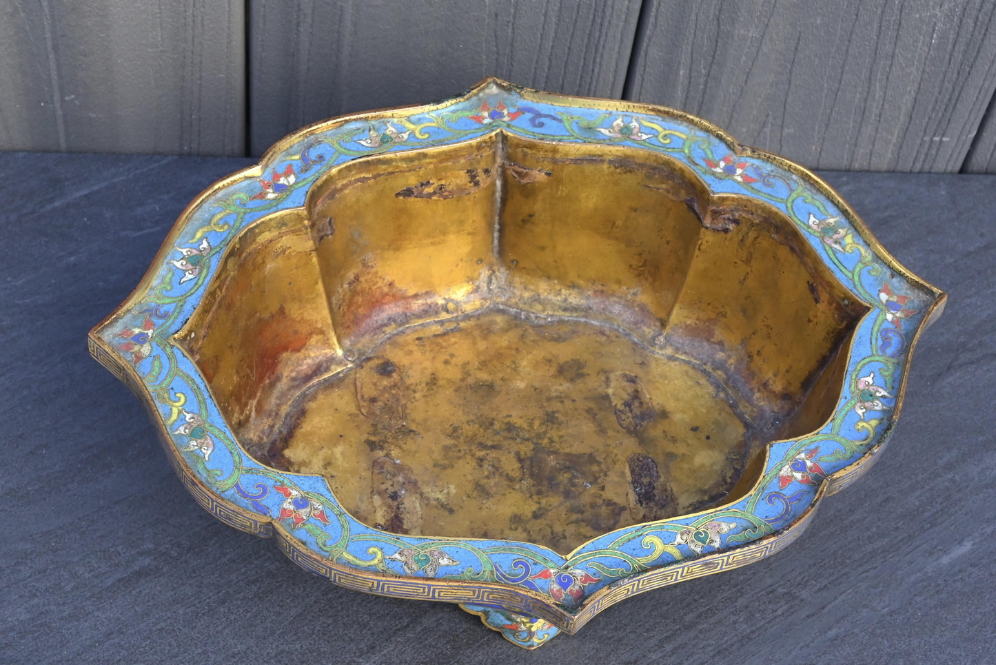 18th Century Chinese Cloisonné Planter / Basin | Qing Dynasty | Gilt Bronze