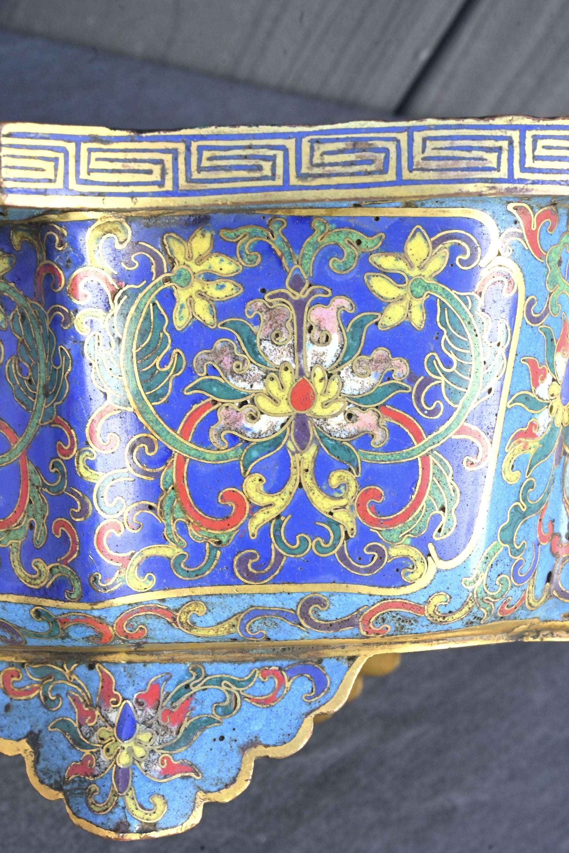 18th Century Chinese Cloisonné Planter / Basin | Qing Dynasty | Gilt Bronze