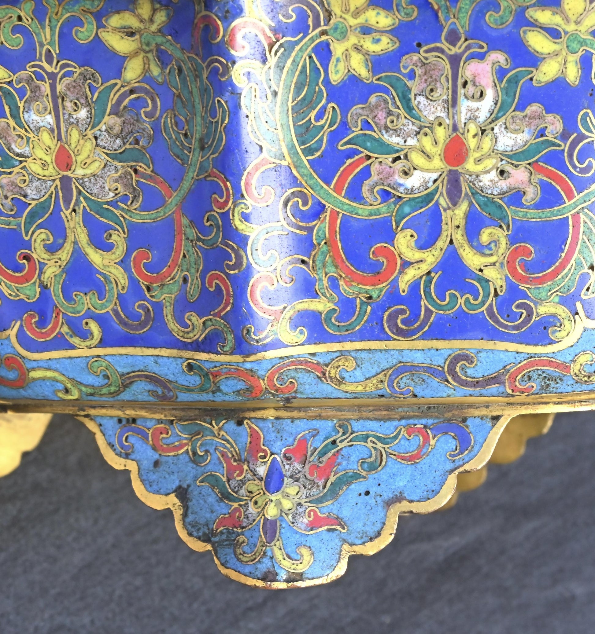 18th Century Chinese Cloisonné Planter / Basin | Qing Dynasty | Gilt Bronze