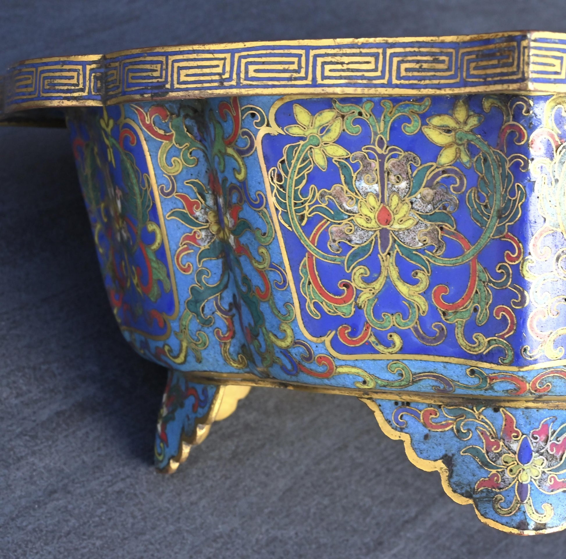 18th Century Chinese Cloisonné Planter / Basin | Qing Dynasty | Gilt Bronze
