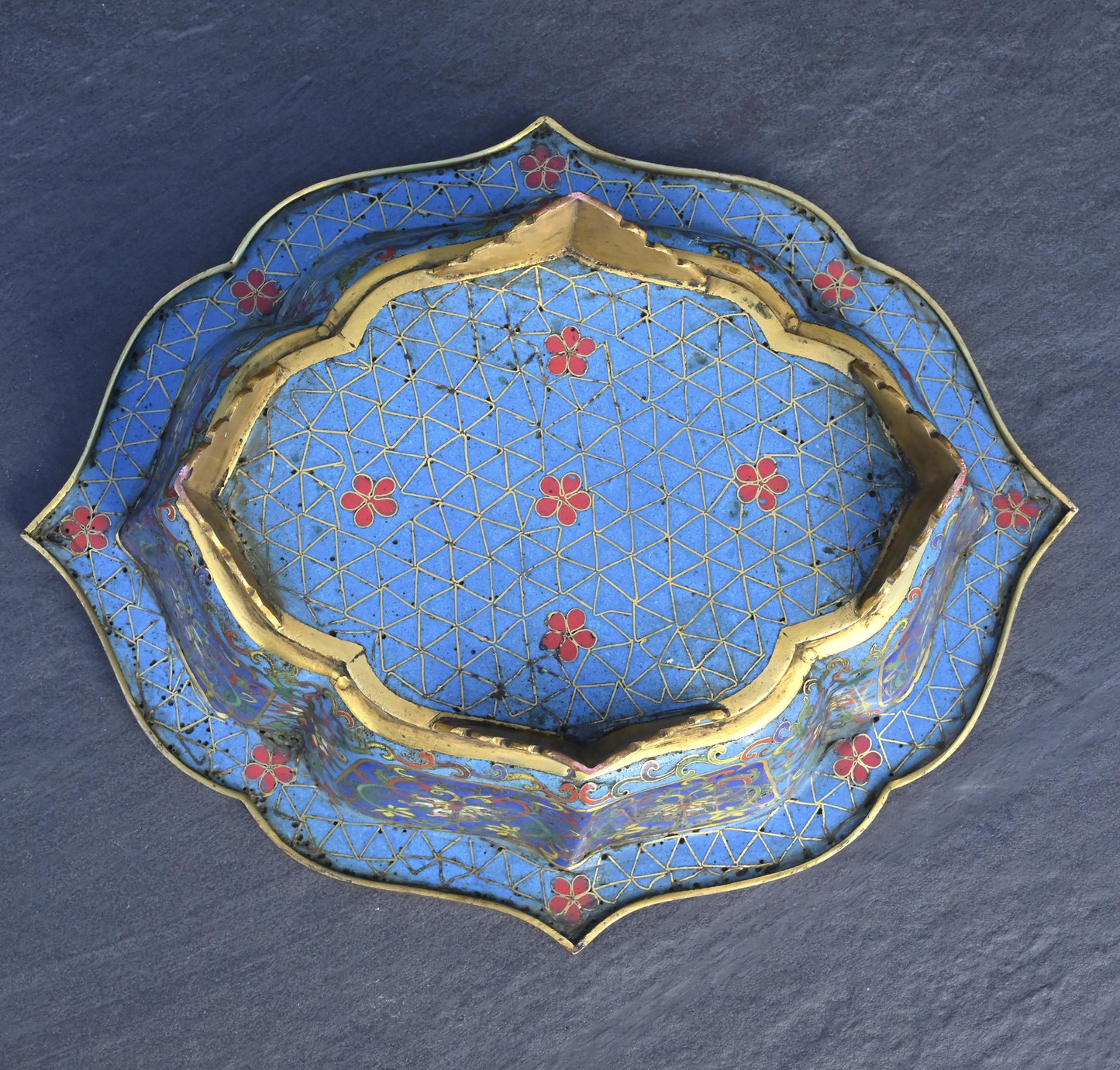 18th Century Chinese Cloisonné Planter / Basin | Qing Dynasty | Gilt Bronze