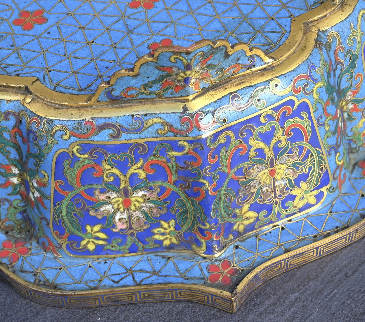 18th Century Chinese Cloisonné Planter / Basin | Qing Dynasty | Gilt Bronze