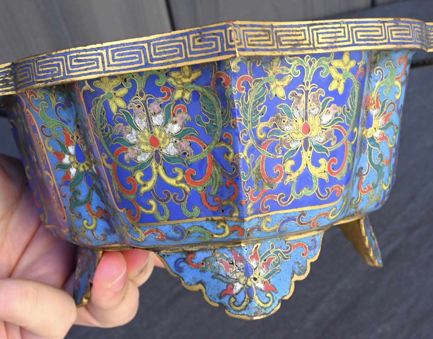 18th Century Chinese Cloisonné Planter / Basin | Qing Dynasty | Gilt Bronze