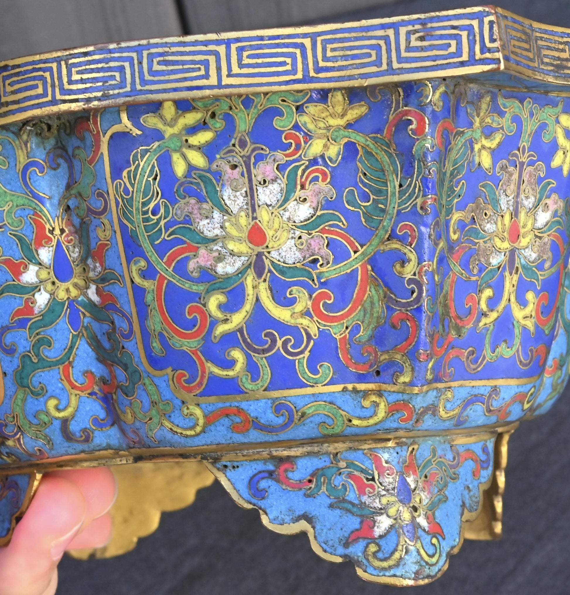 18th Century Chinese Cloisonné Planter / Basin | Qing Dynasty | Gilt Bronze