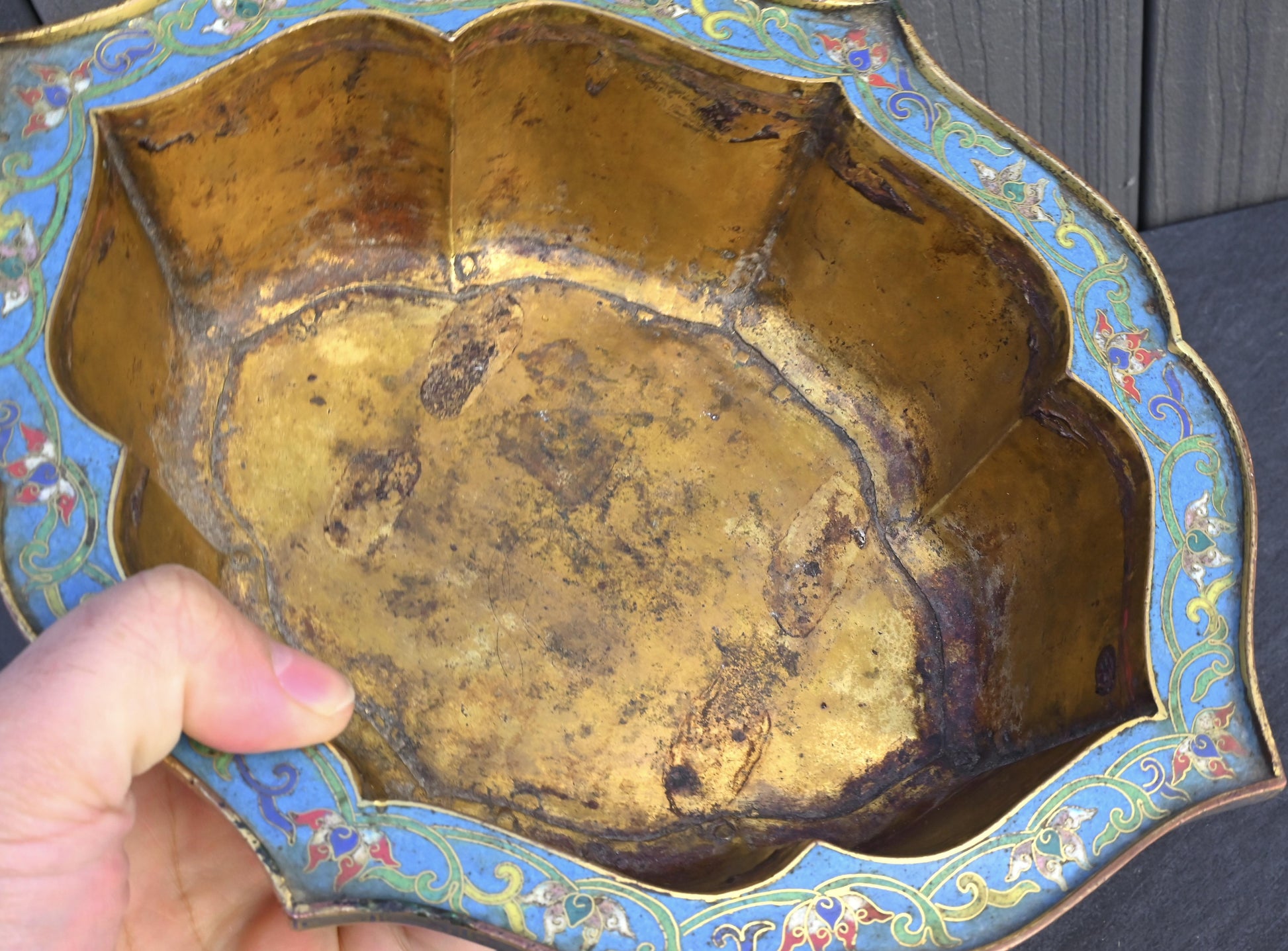 18th Century Chinese Cloisonné Planter / Basin | Qing Dynasty | Gilt Bronze