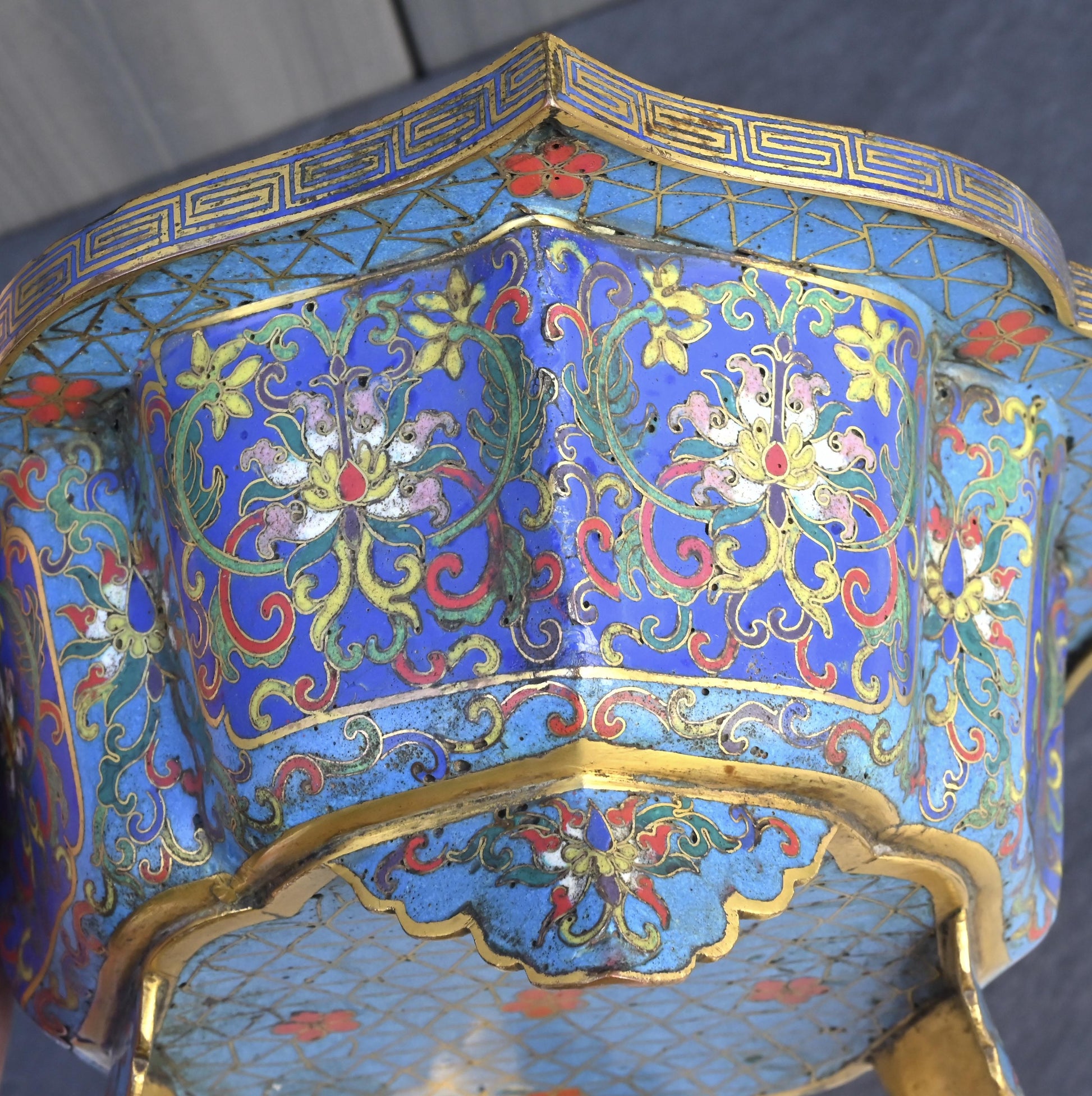 18th Century Chinese Cloisonné Planter / Basin | Qing Dynasty | Gilt Bronze