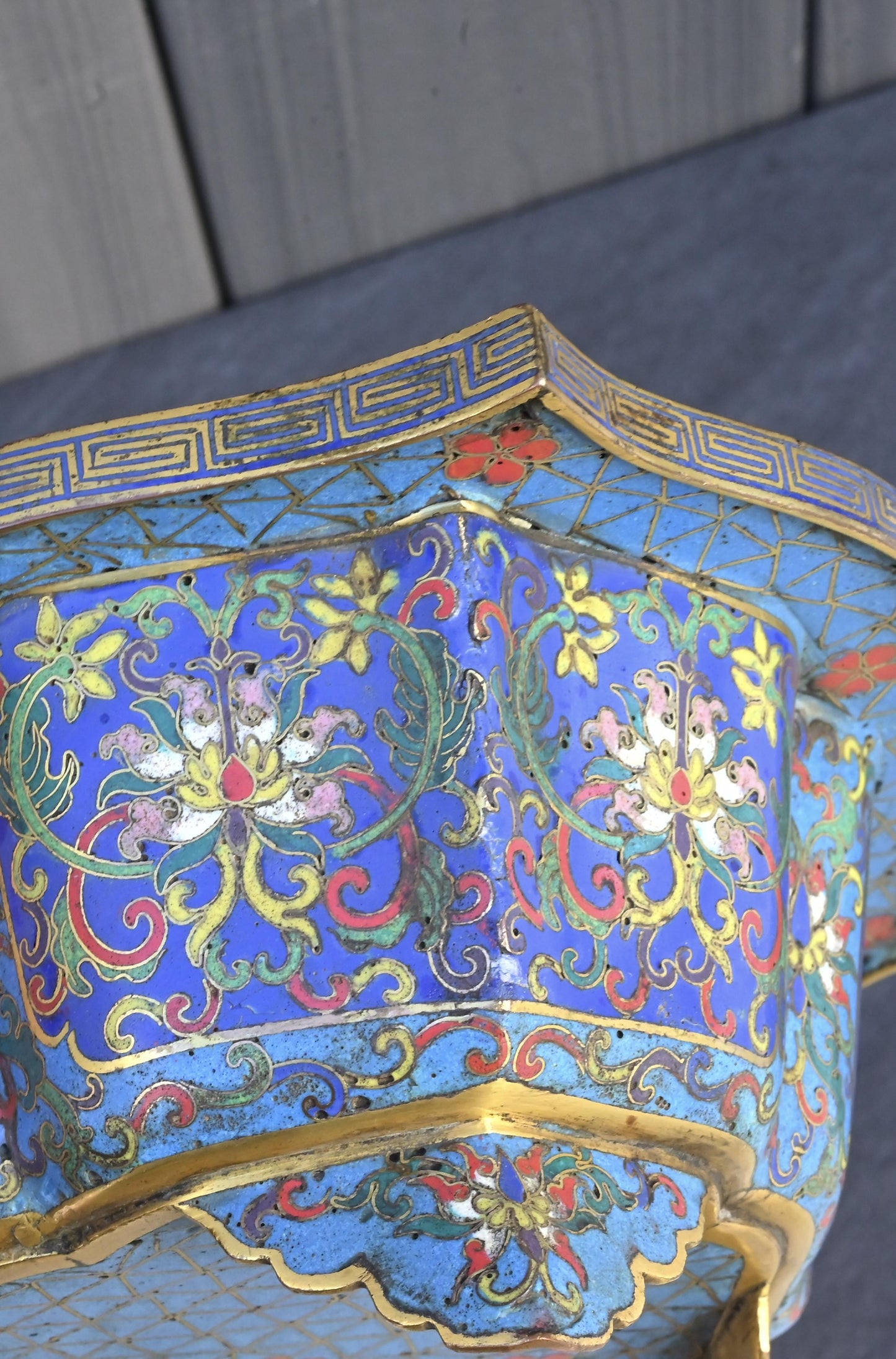 18th Century Chinese Cloisonné Planter / Basin | Qing Dynasty | Gilt Bronze