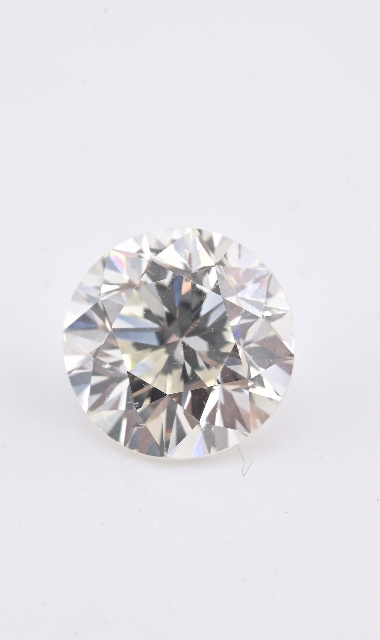 Loose Natural Diamond 1.36 Carat Round Brilliant J Color SI1 Clarity GIA Cert.