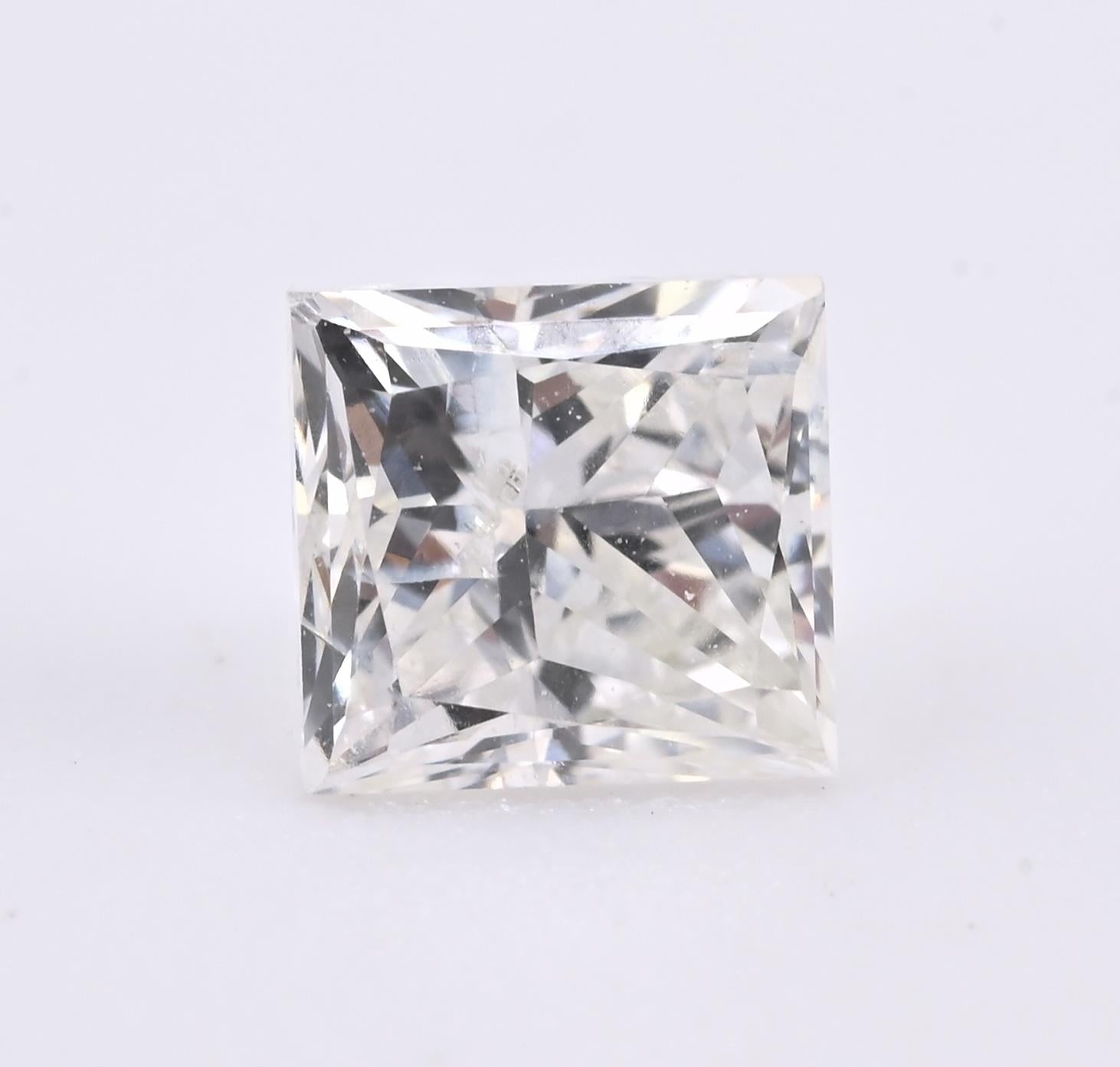 Loose Natural Diamond 0.53 Carat Rectangular Modified Brilliant E Color I2 GIA