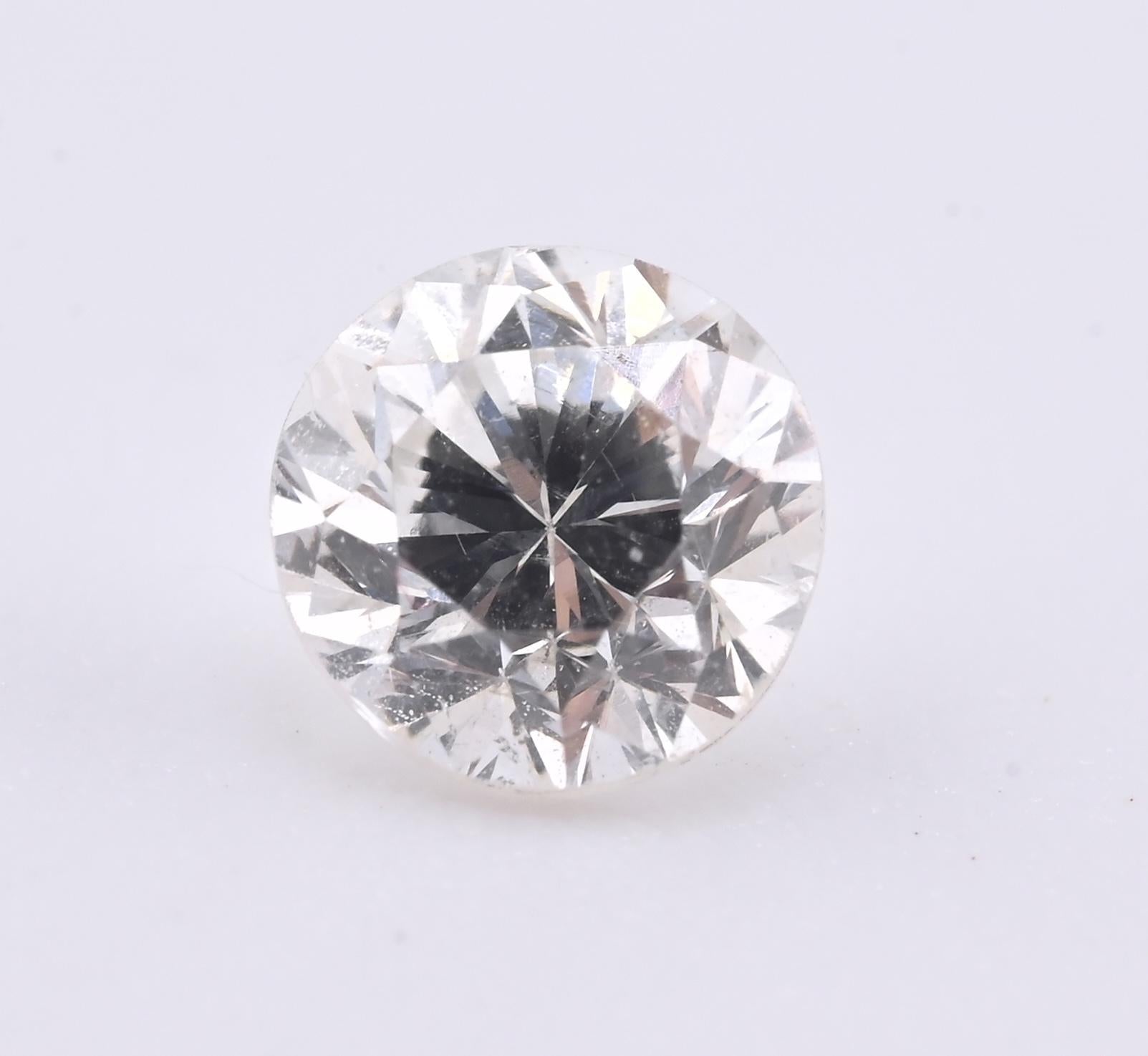 Loose Natural Diamond 0.39 Carat Round Brilliant H Color SI2 Clarity GIA