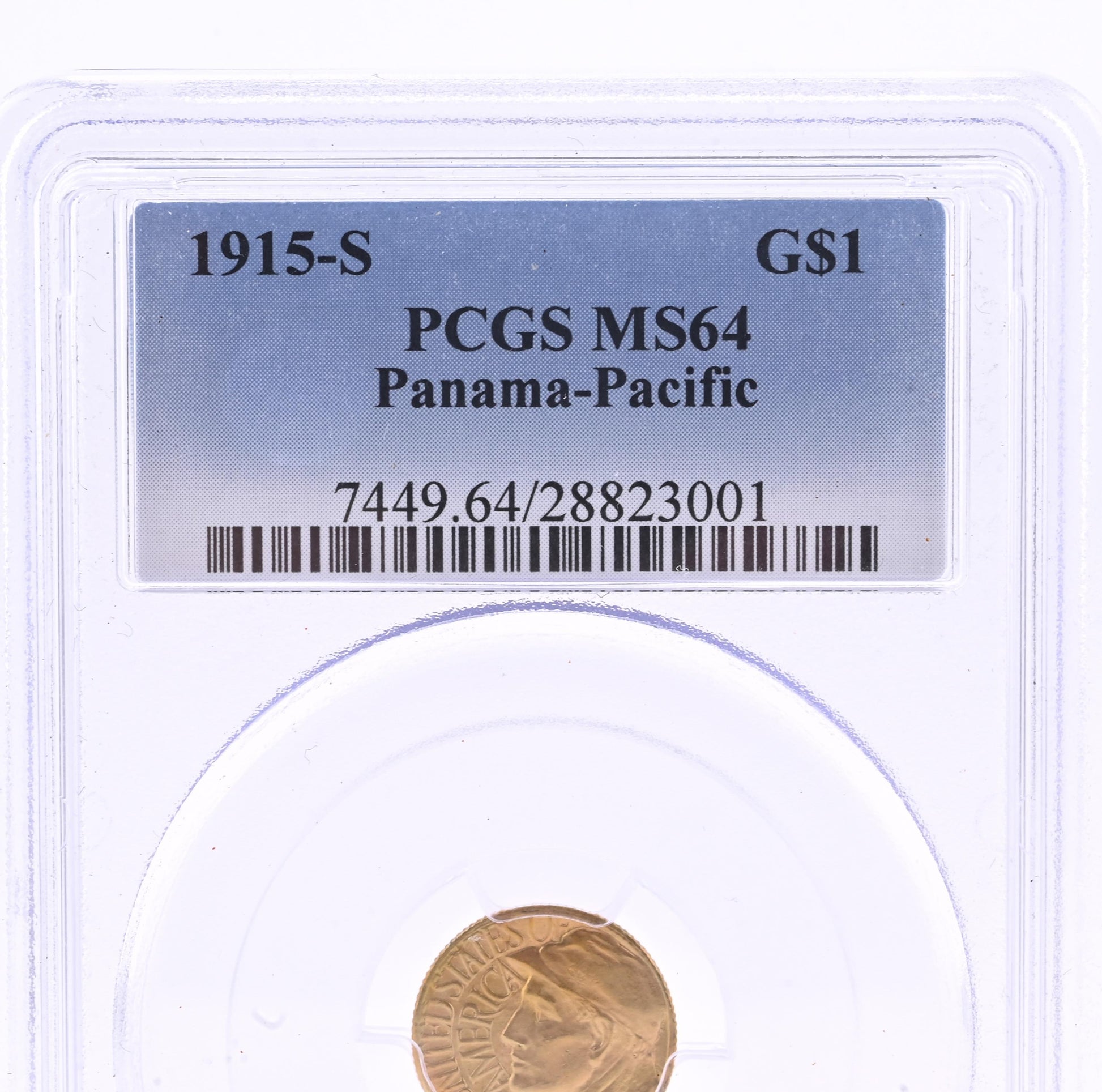1915-S Panama-Pacific Gold $1 PCGS MS64 Commemorative Coin San Francisco Mint