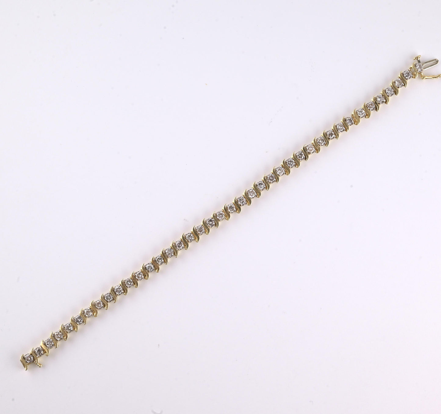 14K Yellow Gold Diamond Tennis Bracelet 2.80 CTW 40 Diamonds 7.5” Estate Jewelry