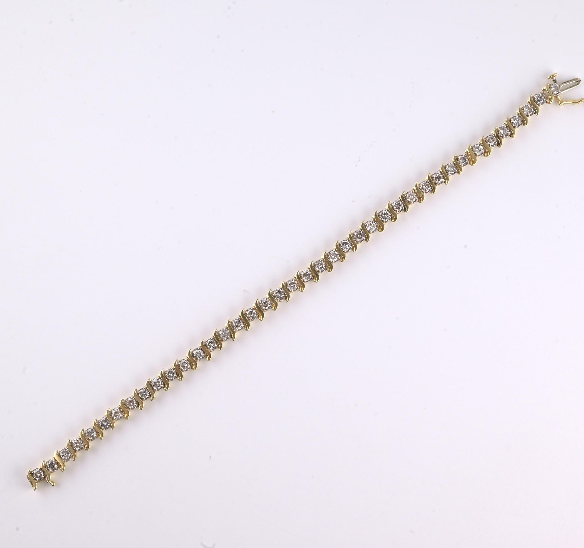 14K Yellow Gold Diamond Tennis Bracelet 2.80 CTW 40 Diamonds 7.5” Estate Jewelry