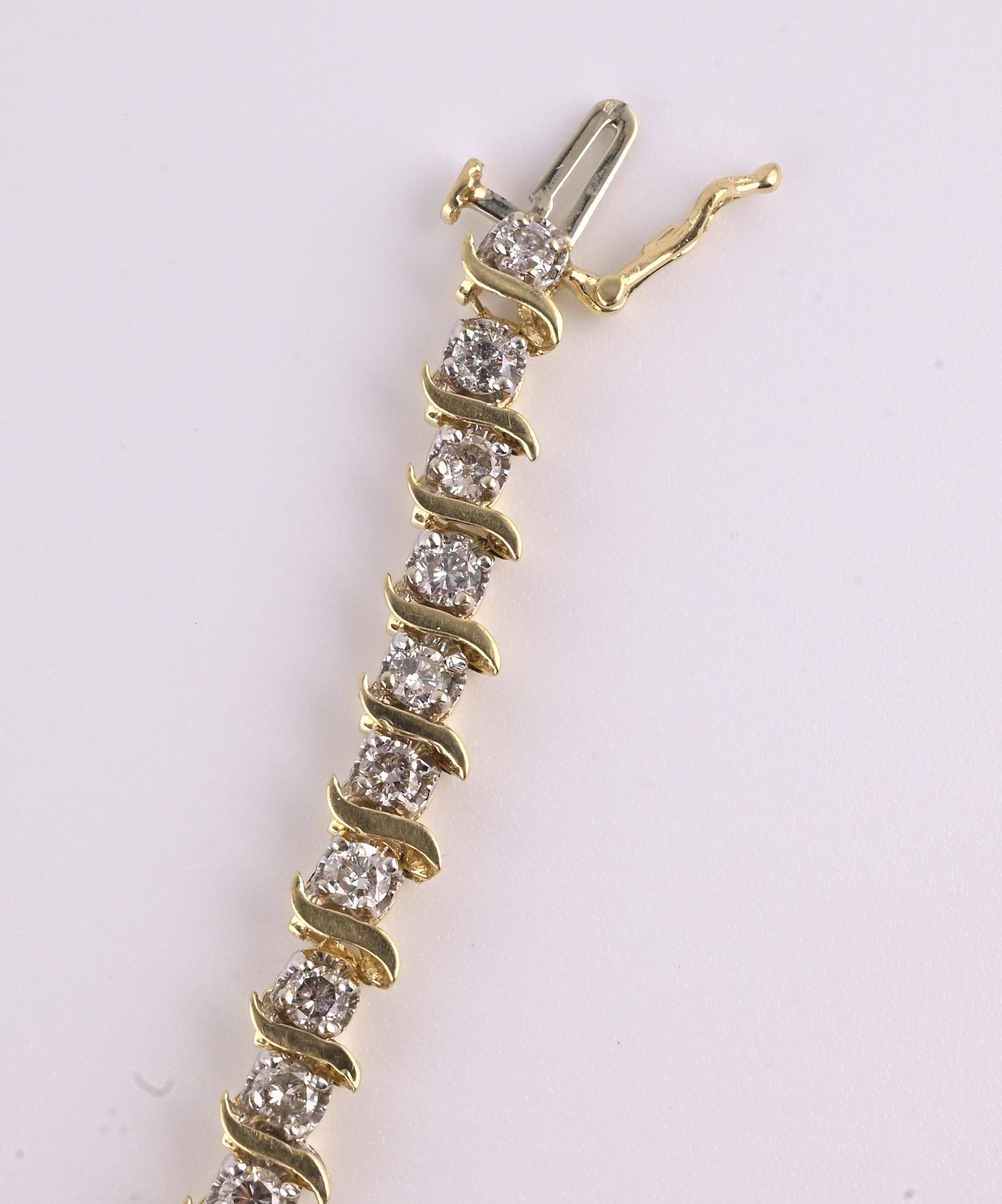 14K Yellow Gold Diamond Tennis Bracelet 2.80 CTW 40 Diamonds 7.5” Estate Jewelry