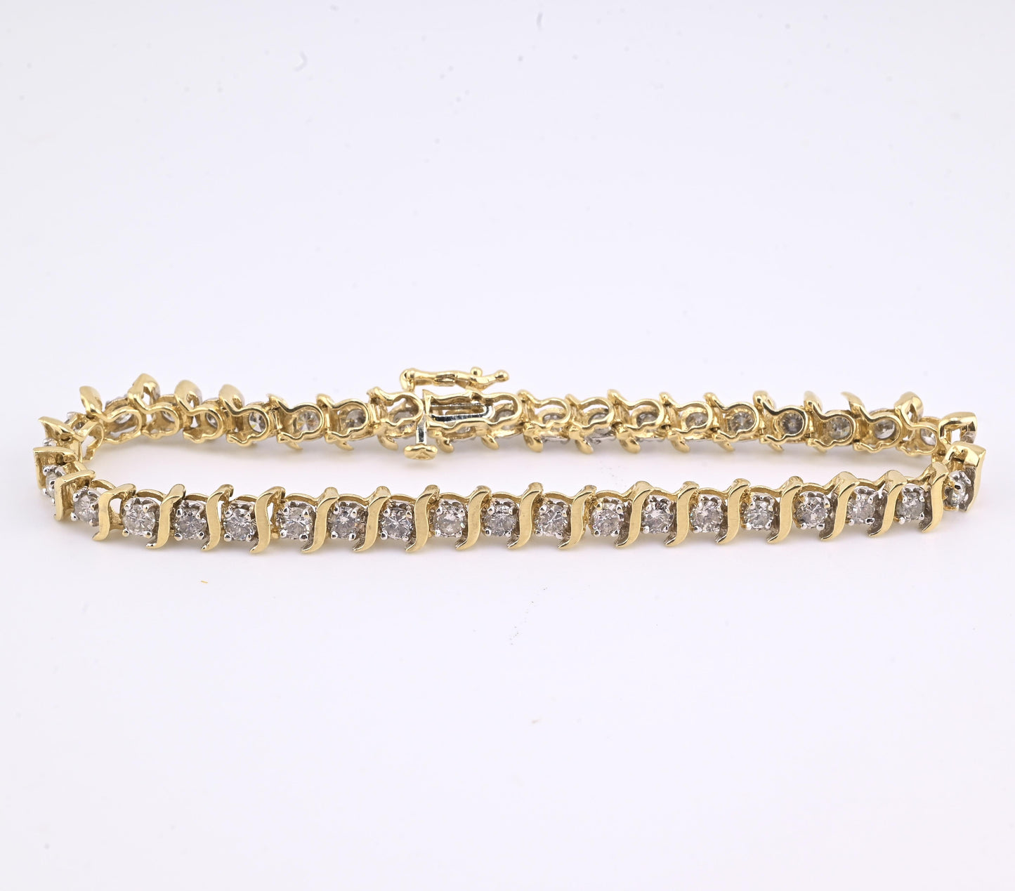 14K Yellow Gold Diamond Tennis Bracelet 2.80 CTW 40 Diamonds 7.5” Estate Jewelry