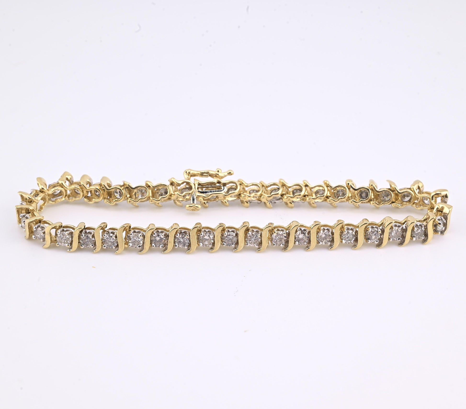 14K Yellow Gold Diamond Tennis Bracelet 2.80 CTW 40 Diamonds 7.5” Estate Jewelry